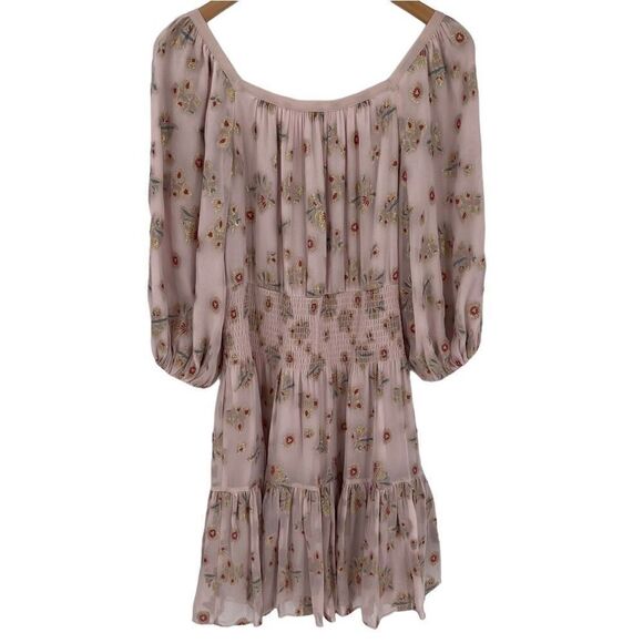 Rebecca Taylor Leander Metallic Floral Silk Blend Blouson Dress Women 0 Pink - Picture 4 of 10